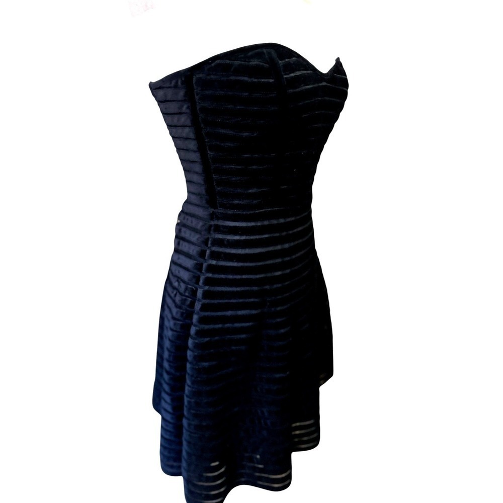 Black Velvet Burnout Corset Strapless Dress Stripe XS Dark Romantic Gothic - Picture 4 of 8